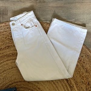 Zara wide leg denim cropped jeans